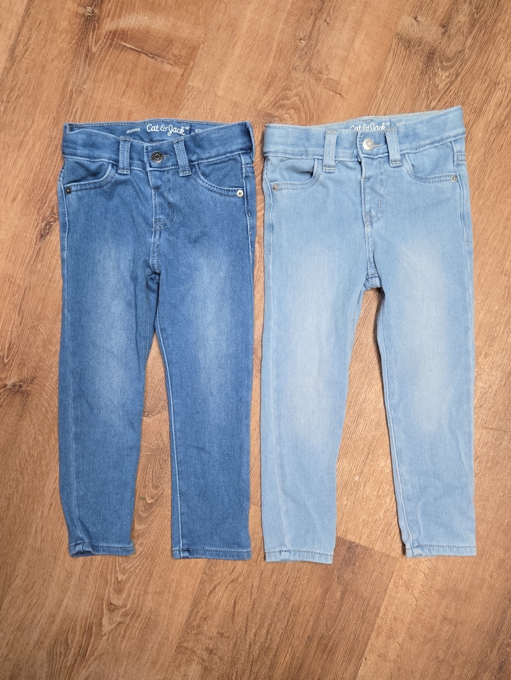 ☀️2 Pack 3T Cat & Jack Dual Wash Stretch Denim Jeggings - Dark Blue & Light Blue